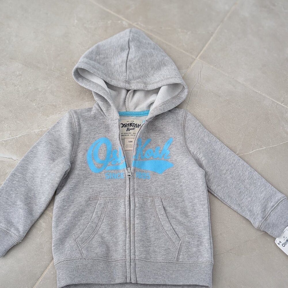 2/$35 *New* OshKosh B'gosh Grey Zip-Up Hoodie - 18M